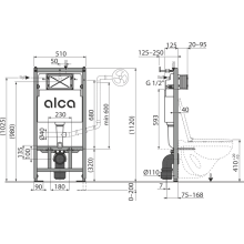 Alcadrain Vorwandinstallationssystem für Trockenbau (aus GK) AM101/1120