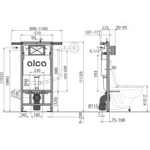 Alcadrain Vorwandinstallationssystem für Trockenbau (vor allem für Nasszellen-Renovierungen) AM102/1120
