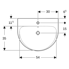 Geberit Waschtisch Renova mit HL mittig, mit ÜL 600x480mm weiß