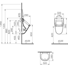 Vitra S100 Urinal-E mit Deckel weiß