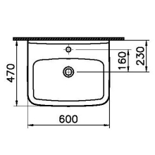 S100 E-Waschtisch eckig 600x470mm weiß
