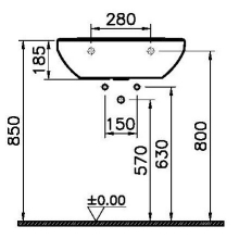 S100 E-Waschtisch eckig 600x470mm weiß