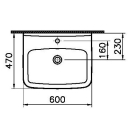 S100 E-Waschtisch eckig 600x470mm weiß