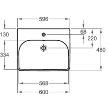 Geberit M100 E-Waschtisch eckige Form 600x480mm weiß