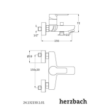 Herzbach MARE Wannenbatterie Aufputz Chrom