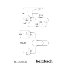 Herzbach KAPPA Wannenbatterie Aufputz Chrom