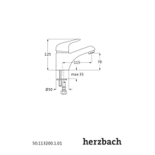 Herzbach KAPPA WT-Einlochbatterie ohne Ablauf Chrom