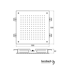 Herzbach LIVING SPA Deckeneinbau-Regenbrause 500x500mm Black Steel