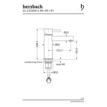 Herzbach DESIGN iX PVD WT-Einlochbatt. M-Size ohne Ablauf Black Steel