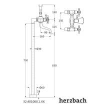 Herzbach ANAIS Wanneneinlaufsäule Chrom