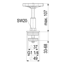 Schlösser Armaturen FETTKAMMER-OT F.FREISTROMVENT. DIN3502, STEIG.SP, DN32, 1 1/4", EPDM