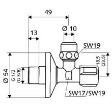 Schell Eckventil 1/2" nicht selbstdichtend DVGW