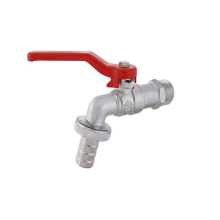 Schlösser Armaturen KUGEL-AUSLAUFHAHN, LEICHT, DN20 3/4", HEBELGR.ROT, MATT VERCHROMT