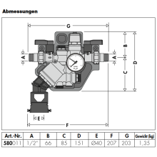 Caleffi Kompakte automatische Füllarmatur mit Systemtrenner Typ BA 1/2"