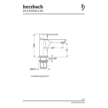 Herzbach MARE WT-Einlochbatterie S-Size ND ohne Ablauf Chrom