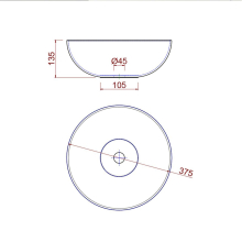 Aufsatzwaschtisch BOL SOLID SURFACE d 390 x 140 mm