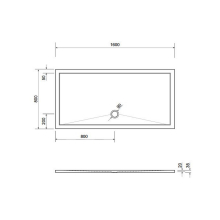 Schröder Rechteckduschwanne Deepstone E 160x80x2 cm weiß, Mineralguss