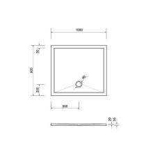 Schröder Viereck Duschwanne Deepstone E 100x90x2 cm weiß, Mineralguss