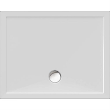 Schröder Viereck Duschwanne Deepstone E 100x80x2 cm weiß, Mineralguss
