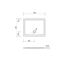 Schröder Viereck Duschwanne Deepstone E 100x80x2 cm weiß, Mineralguss