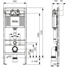 TECEprofil WC-Modul 1120mm m Uni-Spülkasten m Hygienespülf.