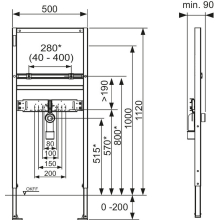 TECEbase Waschtisch-Set Breite 50cm Bauhöhe 1120mm inklusive Wandbefestigung
