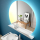 SUNRISE Spiegel 800 Rounder Wandspiegel mit Abstellbord, mit LED-leuchte