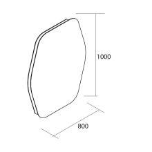 Spiegel ORGANIC 800 mit Led-Leuchte (4, 4 W/m - 4000ºK.) IP44 800 x 1000 mm