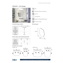 Spiegel ORGANIC 800 mit Led-Leuchte (4, 4 W/m - 4000ºK.) IP44 800 x 1000 mm