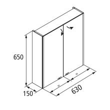 Spiegelschrank ALLIANCE 600 2 Spiegeltüren doppelt verspiegelt inkl. Schalter und Steckdose und mit seitlichem LED-Licht(22W) 630 x 650 x 150 mm