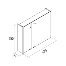 Spiegelschrank ALLIANCE 800 2 Spiegeltüren doppelt verspiegelt inkl. Schalter und Steckdose und mit seitlichem LED-Licht(22W) 830 x 650 x 150 mm