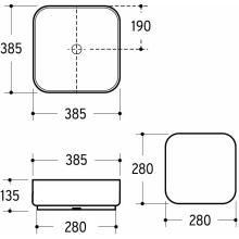 Beitz & Walz AqvaCeramica Aufsatzbecken "SlimRim" 385 x 385 mm mattschwarz