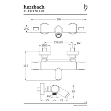 Herzbach LIVING Thermostat-Wannenbatterie Aufputz rund Chrom