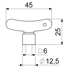 Schlösser Armaturen STECKSCHLUESSEL DN15, 1/2" VIERKANT 6 MM, VERNICKELT