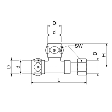 Schlösser Armaturen T-STUECK M. 2 QUETSCHVERSCHR.+ 1 UE-MU, DN10, 3/8"x10MM, VERCHROMT