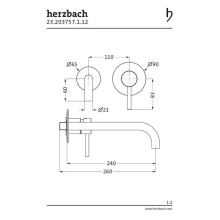 Herzbach DEEP BLACK Waschtisch-Wandbatterie Farbset 240mm Schwarz matt