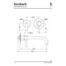 Herzbach DEEP BLACK Waschtisch-Wandbatterie Farbset 240mm...