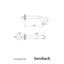 Herzbach ANAIS Wandauslauf 210mm rund gewinkelt Bronze