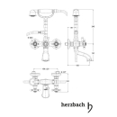 Herzbach ANAIS CLASSIC Wannenbatterie Aufputz Kreuzgriffe...