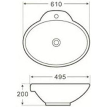 Beitz & Walz AqvaCeramica Aufsatzwaschtisch oval 610 x 495 mm weiß