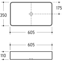 Beitz & Walz AqvaCeramica Aufsatzbecken "SlimRim" 605 x 350 mm weiß