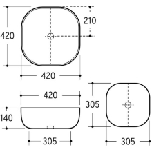 Beitz & Walz AqvaCeramica Aufsatzbecken "SlimRim" 420 x 420 mm weiß--