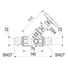 Schlösser Armaturen KFR-VENTIL, PRESSANSCHLUSS IG M.ENTL, N.ST.SP, DN20, PRESS22, DVGW