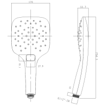 Beitz & Walz AQUVASHOWER Handbrause 3-strahlig weiß / chrom