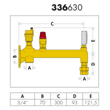 Caleffi 336 Gefäßanschlussgruppe aus Messing 3/4" 3 bar mit Kappenventil