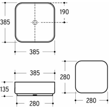 Beitz & Walz AqvaCeramica Aufsatzbecken "SlimRim" 385 x 385 mm weiß-