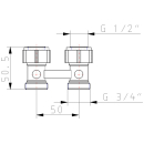Zweirohrhahnblock Absperrverschr 1/2 AG x 3/4 AG...