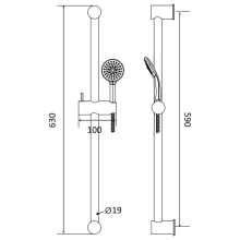Beitz & Walz AQVABASIC III Brauseset 60cm 1-strahlig chrom