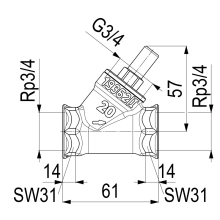 Schlösser Armaturen RUECKSCHLAGVENTIL, SCHRAEGSITZ MUFFENANSCHLUSS, DN20, G 3/4"