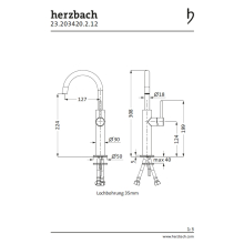 Herzbach DEEP BLACK Einhebel-Waschtisch-Armatur SLIM L-SIZE